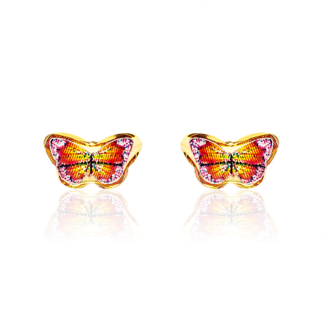 Boucles D'oreilles Puces Sulivia Papillon Or Jaune - Clous d'oreilles Enfant | Histoire d’Or
