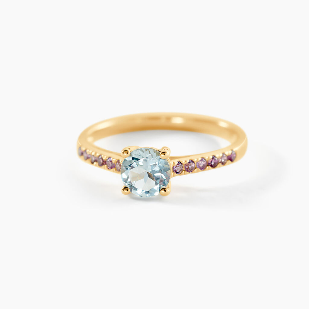 Bague Manon Or Jaune Topaze Et Amethyste - Bagues solitaires Femme | Histoire d&rsquo;Or