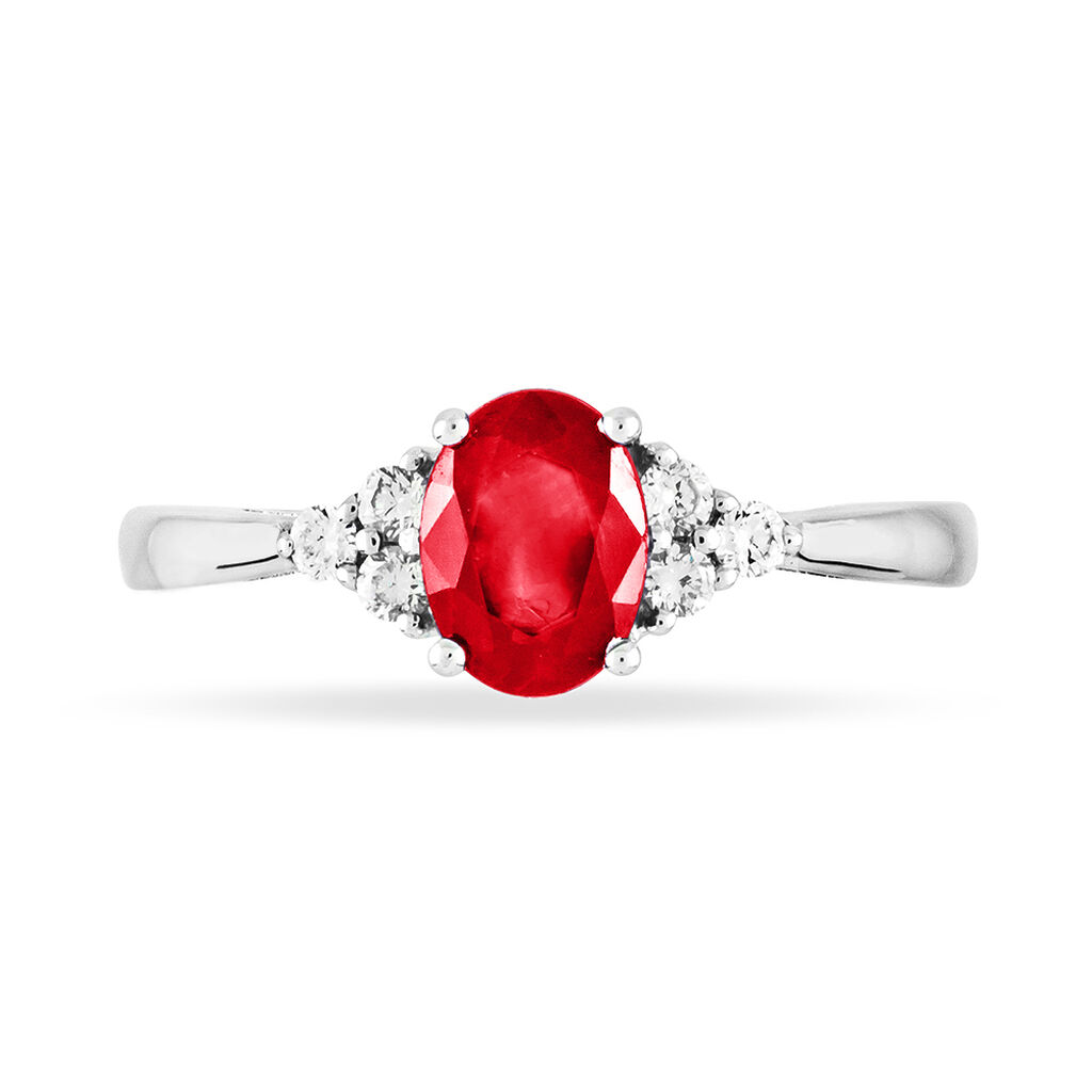Bague Lea Or Blanc Rubis Et Diamant - Bagues solitaires Femme | Histoire d’Or