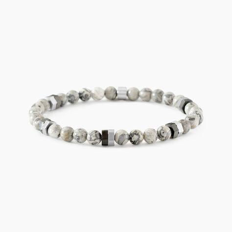 Bracelet Jourdan Acier Blanc Jaspe Africain - Bracelets Homme | Histoire d&rsquo;Or
