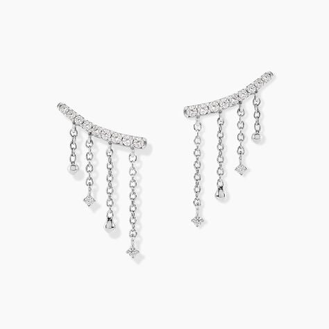 Boucles D'Oreilles Pendantes Rain Argent Blanc Oxyde De Zirconium - Boucles d'oreilles fantaisie Femme | Histoire d&rsquo;Or