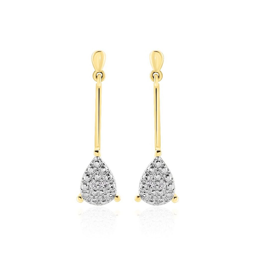 Boucles D'oreilles Pendantes Pear C Or Jaune Diamant - Boucles d'oreilles pendantes Femme | Histoire d&rsquo;Or