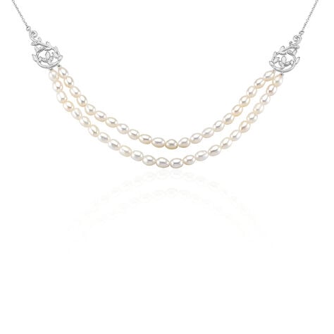 Collier Pygmalion Argent Blanc Oxyde De Zirconium Perle De Culture - Colliers Femme | Histoire d’Or