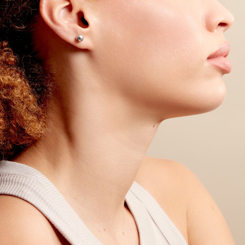 Boucles D'oreilles Puces Virgie Argent Blanc - Boucles d'oreilles fantaisie Femme | Histoire d’Or