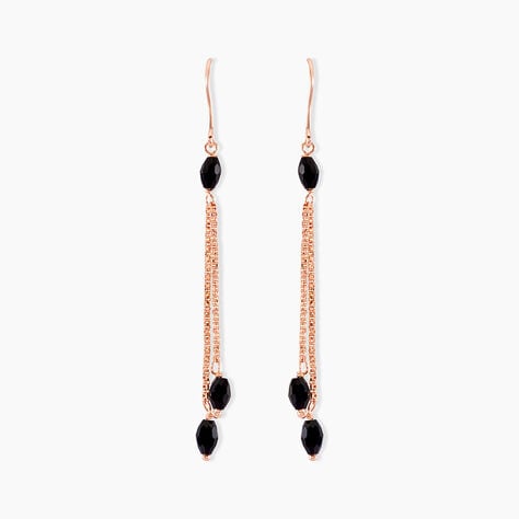 Boucles D'oreilles Pendantes Diamantine Argent Rose Pierre De Synthese - Boucles d'oreilles fantaisie Femme | Histoire d’Or