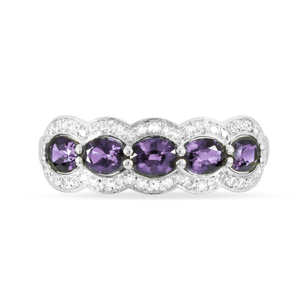 Bague Margaux Or Blanc Amethyste Et Diamant - Bagues avec pierre Femme | Histoire d’Or