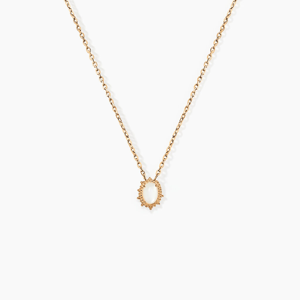 Collier Vintage Love Plaqu&eacute; Or Jaune Pierre De Lune - F&ecirc;te des m&egrave;res Femme | Histoire d&rsquo;Or