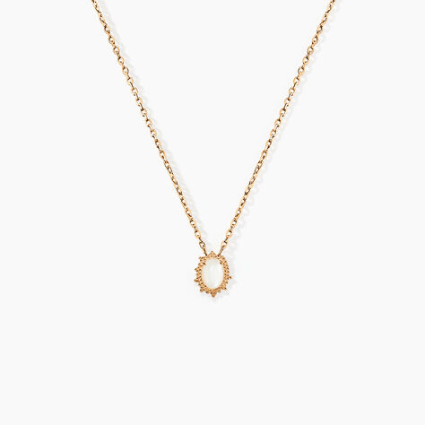 Collier Vintage Love Plaqu&eacute; Or Jaune Pierre De Lune - Colliers Femme | Histoire d&rsquo;Or