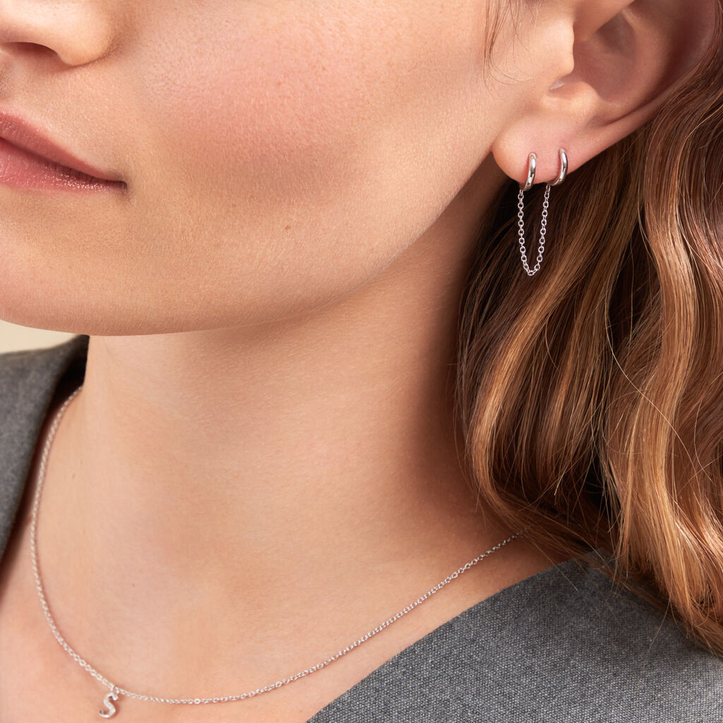 Bijou D'oreille Unitaire Stephie Argent Blanc - Boucles d'oreilles fantaisie Femme | Histoire d’Or