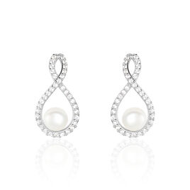 Boucles D'oreilles Pendantes Saja Argent  Perle De Culture Et Oxyde - Boucles d'oreilles fantaisie Femme | Histoire d’Or