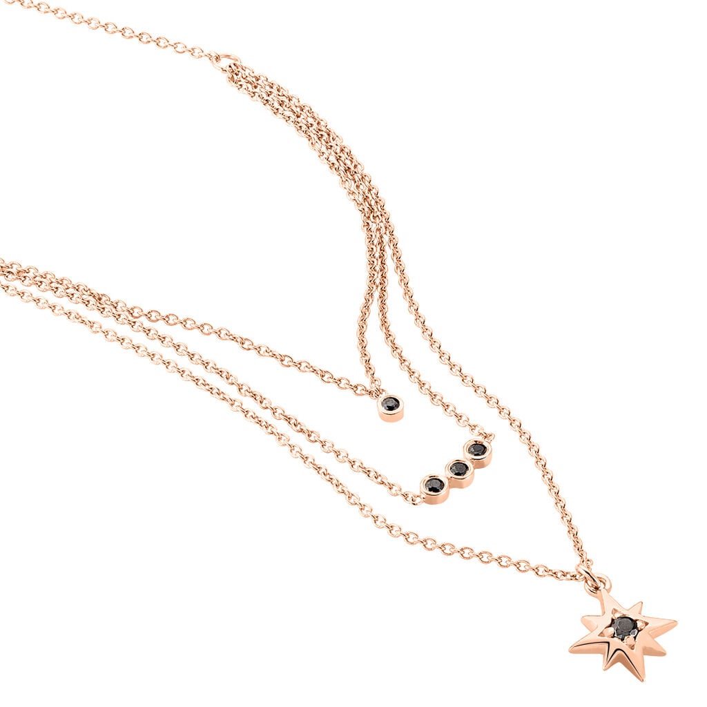 Collier Evora Argent Rose Oxyde De Zirconium - Colliers doubles et triples cha&icirc;nes Femme | Histoire d&rsquo;Or