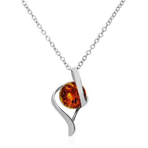 Collier Mukaddes Argent Blanc Ambre - Colliers Coeur Femme | Histoire d’Or