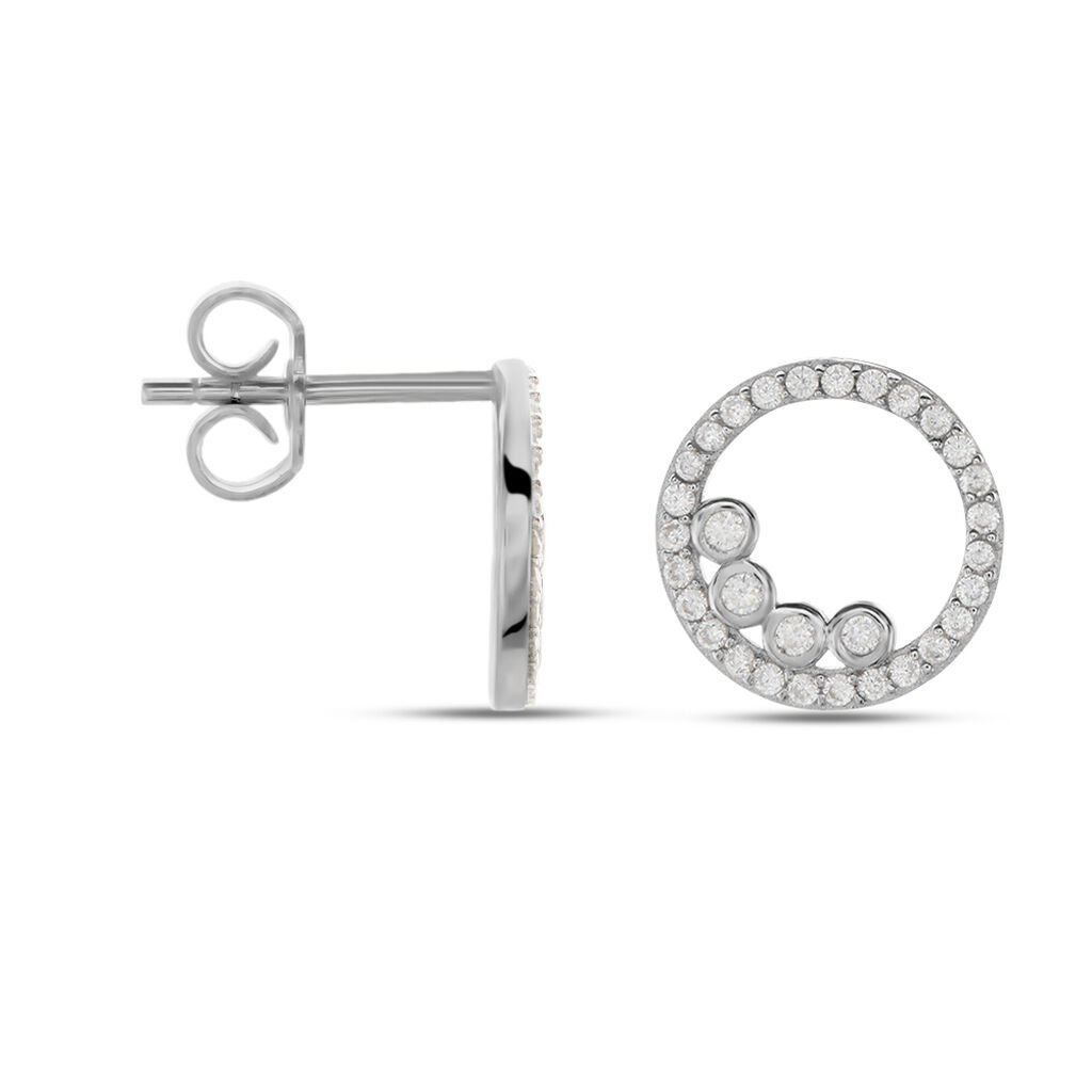 Boucles D'oreilles Puces Argent Blanc Ursine Oxydes De Zirconium - Boucles d'oreilles fantaisie Femme | Histoire d&rsquo;Or