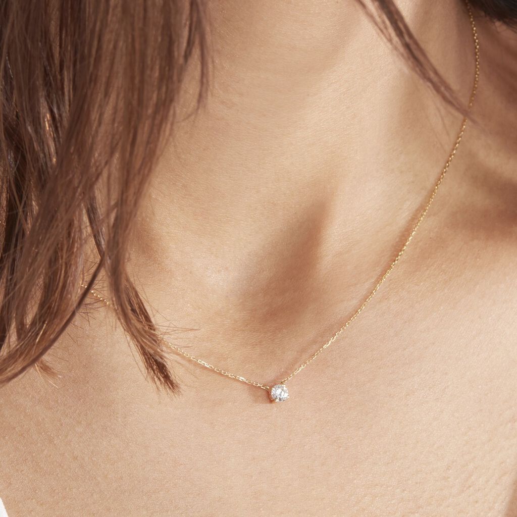 Collier Or Jaune Aphrodite Diamant Synthetique - Colliers Femme | Histoire d’Or