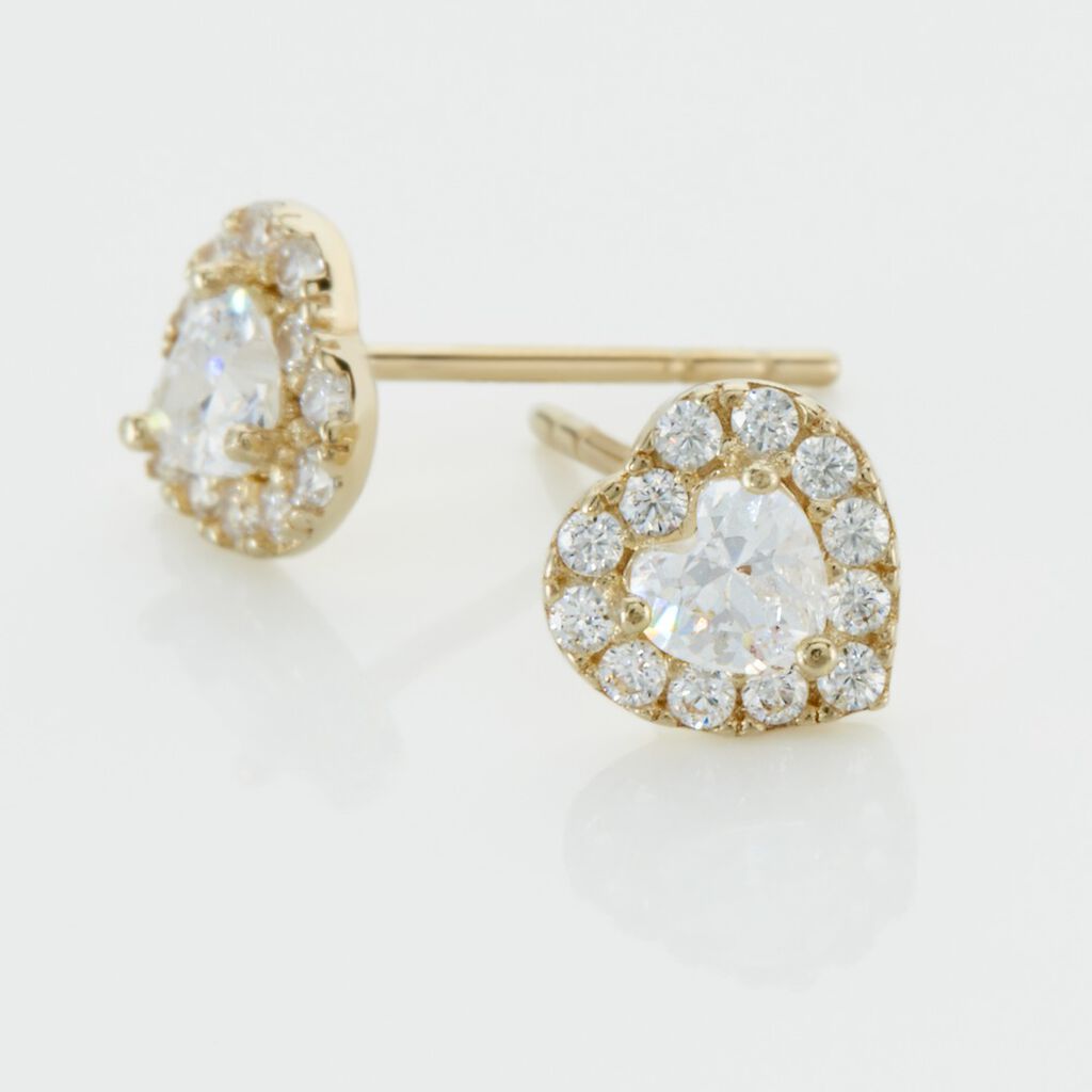 Boucles D'oreilles Puces Or Jaune Festuca Oxydes De Zirconium - Clous d'oreilles Femme | Histoire d&rsquo;Or