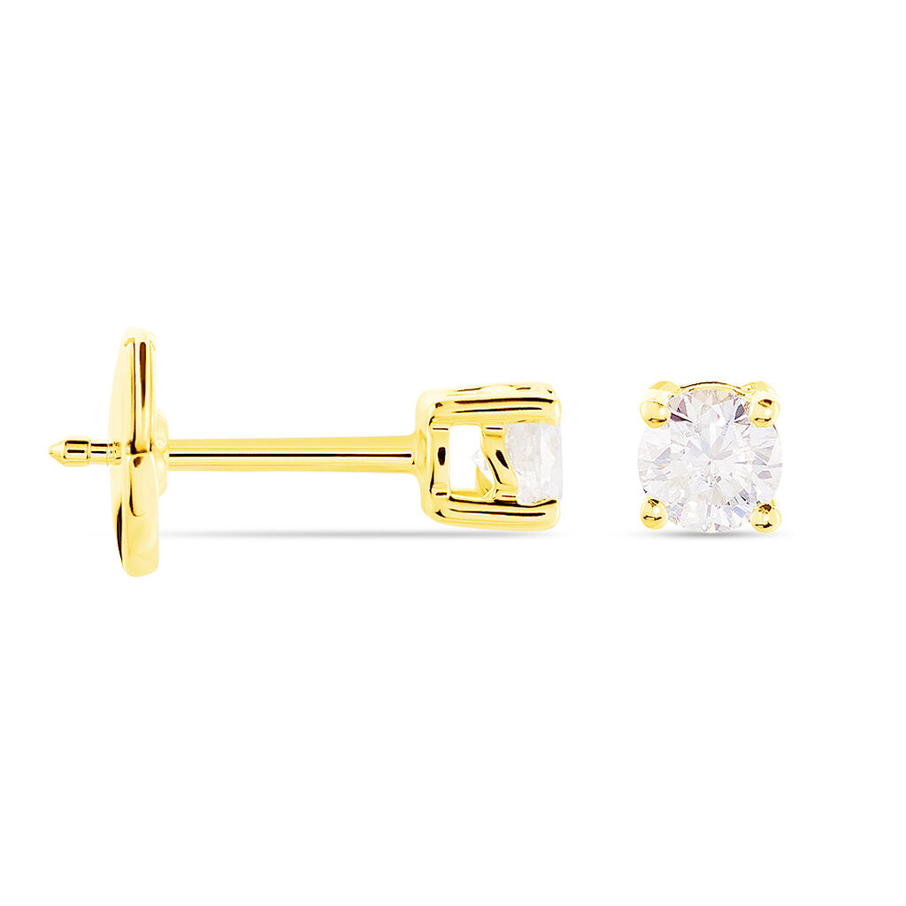 Boucles D'oreilles Puces Or Jaune Victoria Diamants - Clous d'oreilles Femme | Histoire d&rsquo;Or