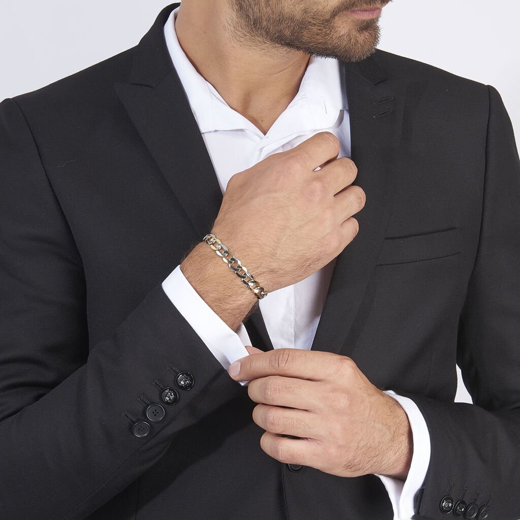 Bracelet Iris Or Bicolore Maille Gourmette - Bracelets chaîne Homme | Histoire d’Or