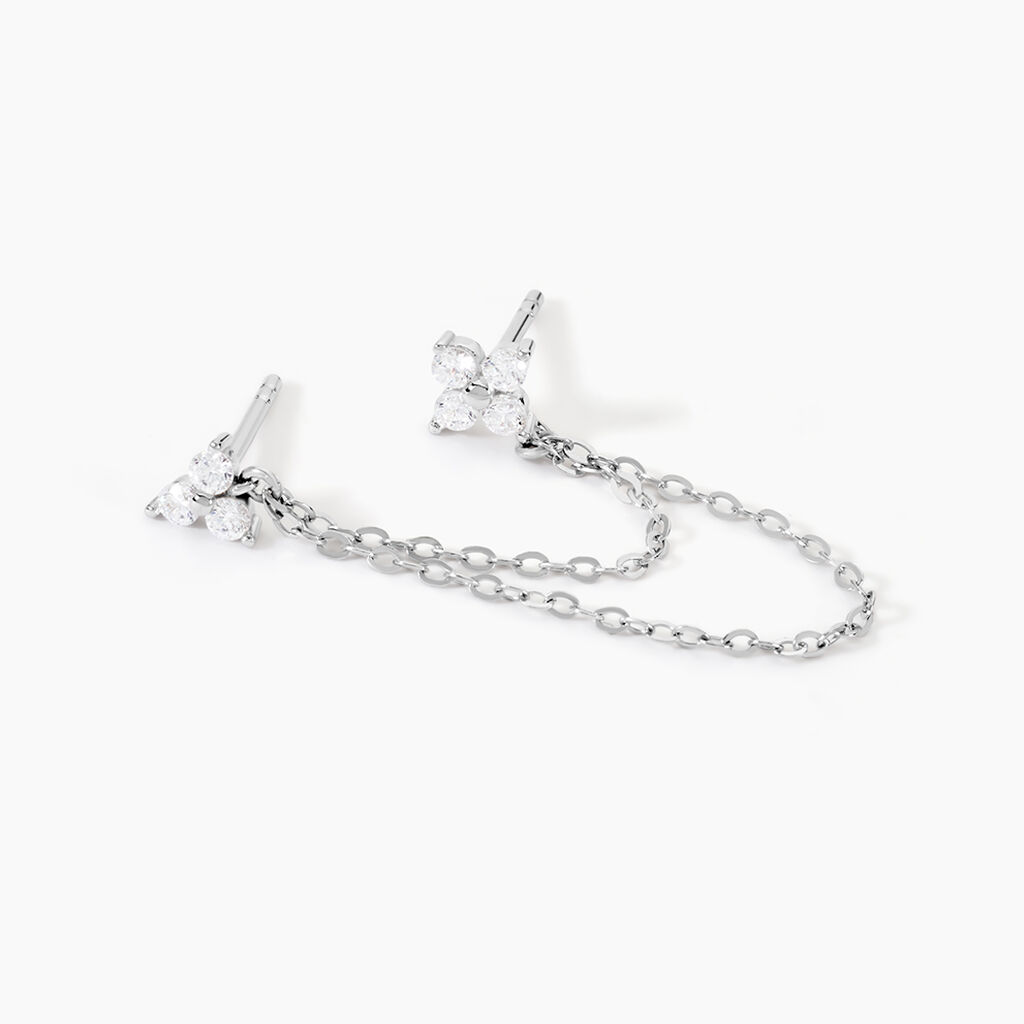 Collier Clova Argent Blanc Oxyde De Zirconium - Boucles d'oreilles fantaisie Femme | Histoire d’Or