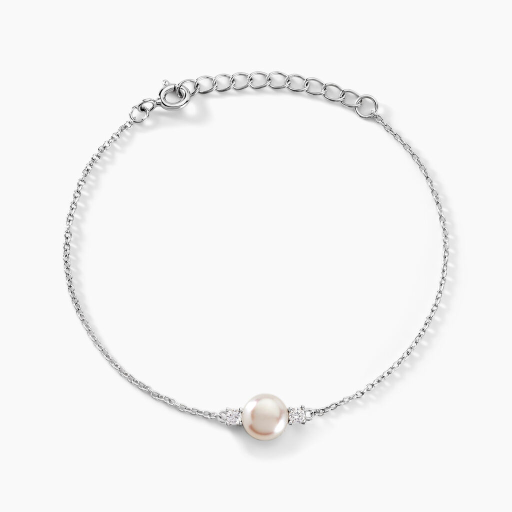 Bracelet Sari Argent Blanc Perle De Culture Et Oxyde De Zirconium - F&ecirc;te des m&egrave;res Femme | Histoire d&rsquo;Or
