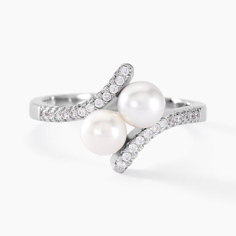Bague Lua Argent Blanc Perle De Culture Oxyde De Zirconium - Bagues avec pierre Femme | Histoire d’Or