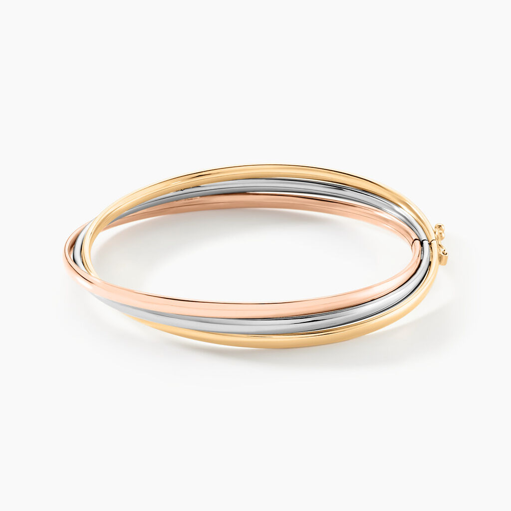 Bracelet Jonc Catalin 3 Fils Flexibles Or Tricolore - Bracelets joncs Femme | Histoire d’Or