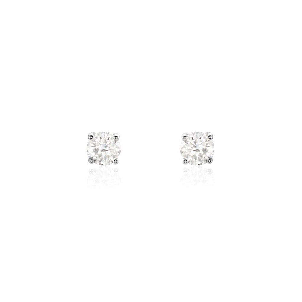 Boucles D'oreilles Puces Or Blanc  Diamants Synth&eacute;tique - Clous d'oreilles Femme | Histoire d&rsquo;Or