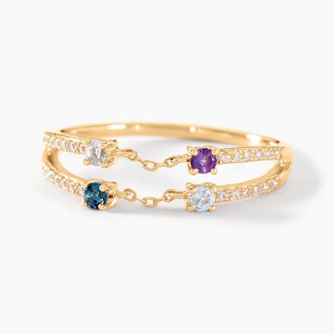 Bague Chaîne Universe Or Jaune Améthyste Topaze - Bagues avec pierre Femme | Histoire d’Or