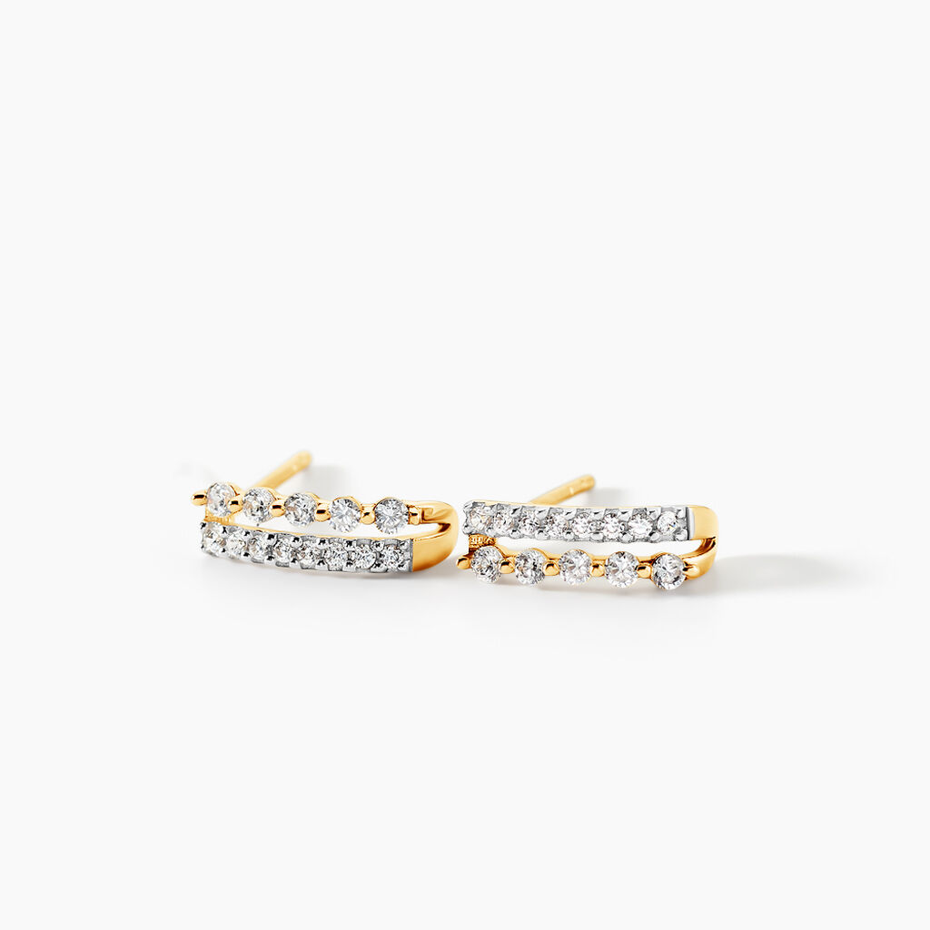 Créoles The Crown Or Jaune Oxyde De Zirconium - Boucles d'oreilles créoles Femme | Histoire d’Or