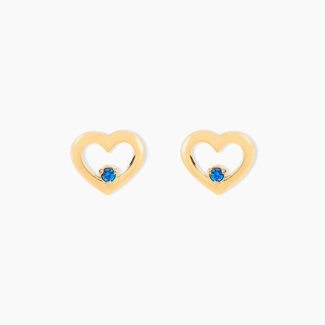 Boucles D'oreilles Puces Martella Or Jaune Saphir - Clous d'oreilles Femme | Histoire d’Or