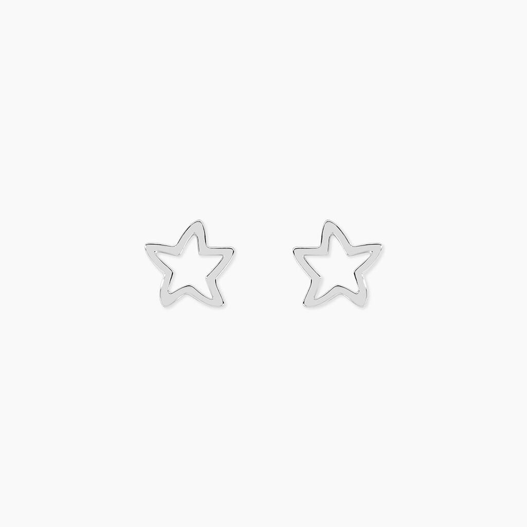 Boucles D'oreilles Puces Alphonsine Etoile De Mer Or Blanc - Clous d'oreilles Femme | Histoire d’Or