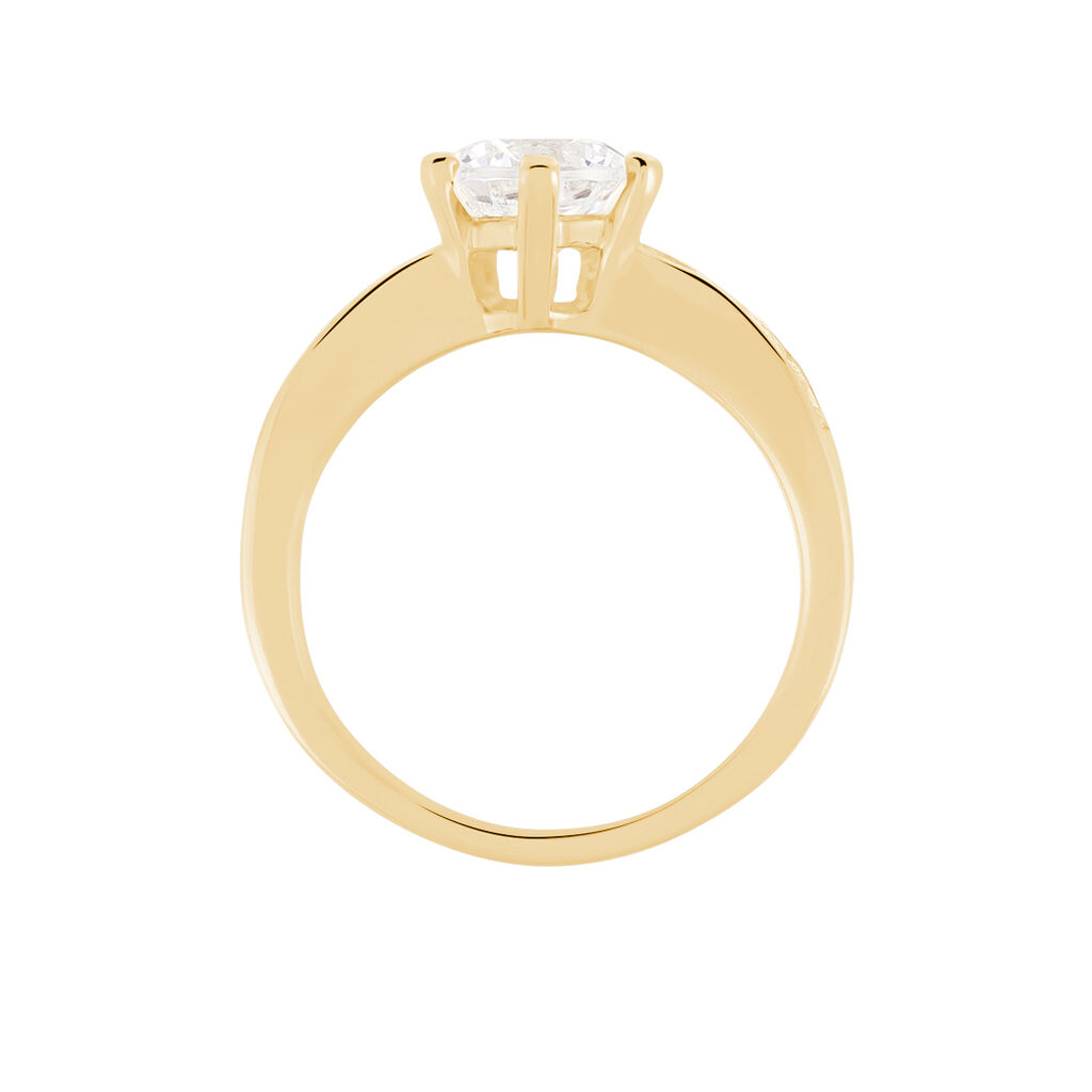 Bague Solitaire Stevie Plaqu&eacute; Or Jaune Oxyde De Zirconium - Bagues solitaires Femme | Histoire d&rsquo;Or