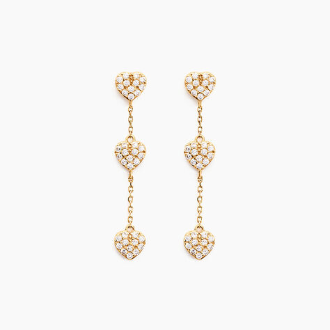 Boucles D'oreilles Pendantes Bomb Lover Or Jaune Oxyde De Zirconium - Boucles d'oreilles pendantes Femme | Histoire d’Or
