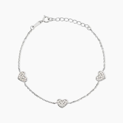 Bracelet Hearts Argent Blanc Oxyde De Zirconium - F&ecirc;te des m&egrave;res Femme | Histoire d&rsquo;Or