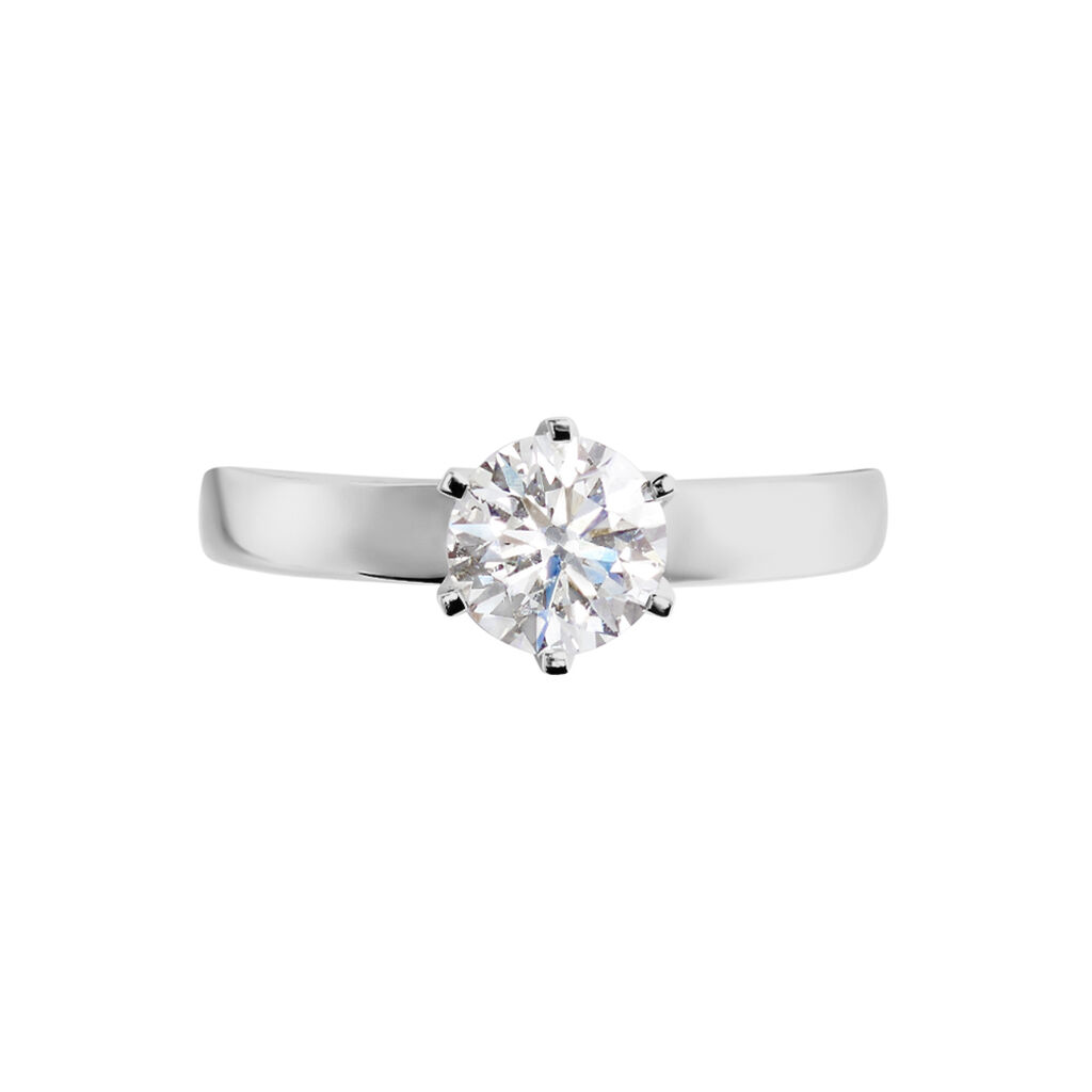 Bague Solitaire Natalia Or Blanc Diamant Synthetique - Bagues solitaires Femme | Histoire d’Or