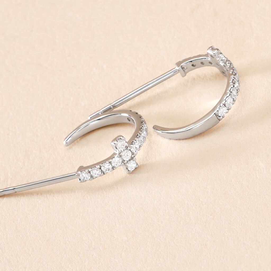 Créoles Like A Virgin Or Blanc Oxyde De Zirconium - Boucles d'oreilles créoles Femme | Histoire d’Or