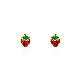 Boucles D'oreilles Puces Tharia Fraise Or Jaune - Clous d'oreilles Enfant | Histoire d’Or
