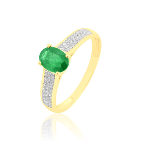 Bague Crista Or Jaune Emeraude Et Diamant - Bagues solitaires Femme | Histoire d&rsquo;Or