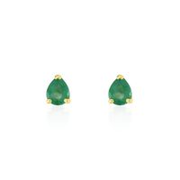 Boucles D'oreilles Puces Or Jaune Isador Emeraude