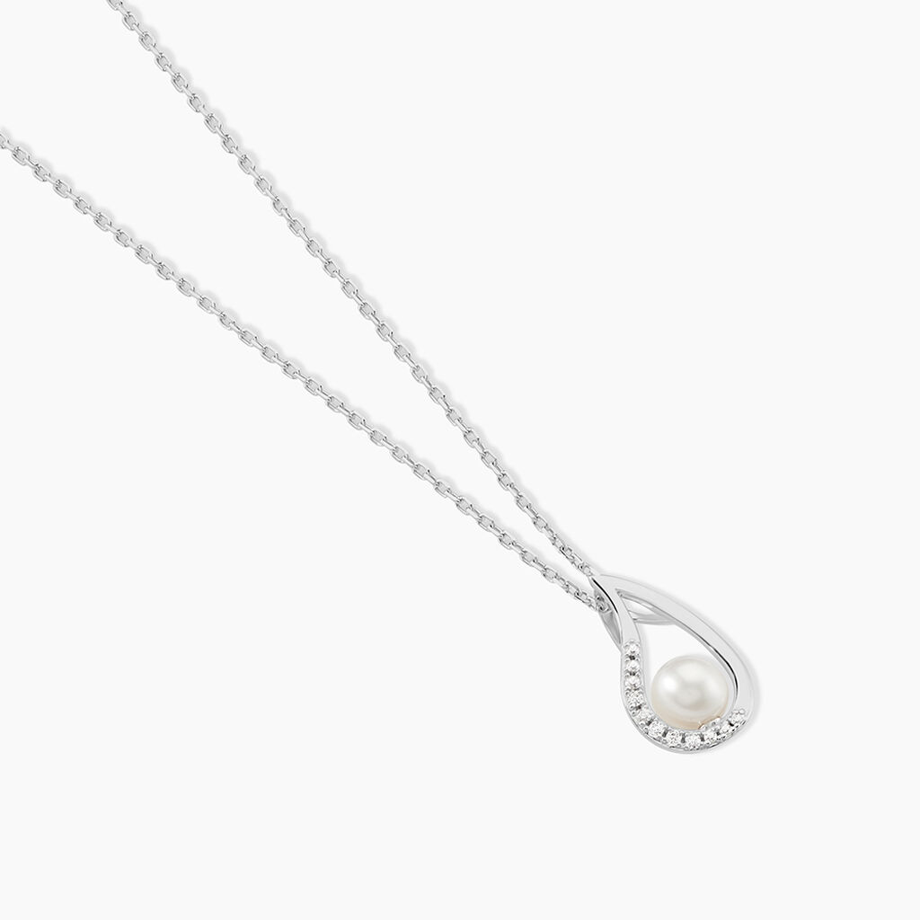 Collier Akiko Argent Blanc Perle De Culture Et Oxyde De Zirconium - Colliers fantaisie Femme | Histoire d&rsquo;Or