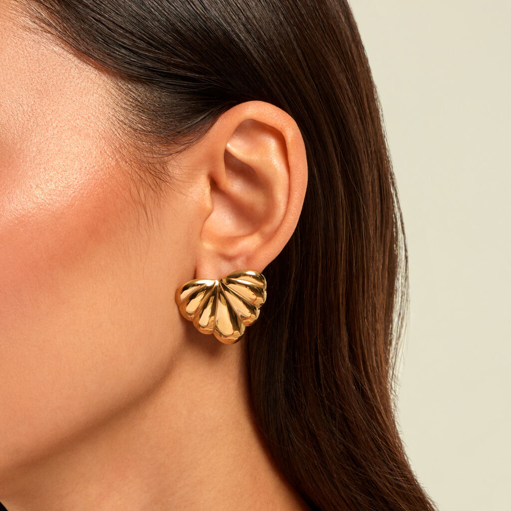 Boucles D'Oreilles Puces Strie Acier Jaune - Boucles d'oreilles fantaisie Femme | Histoire d&rsquo;Or