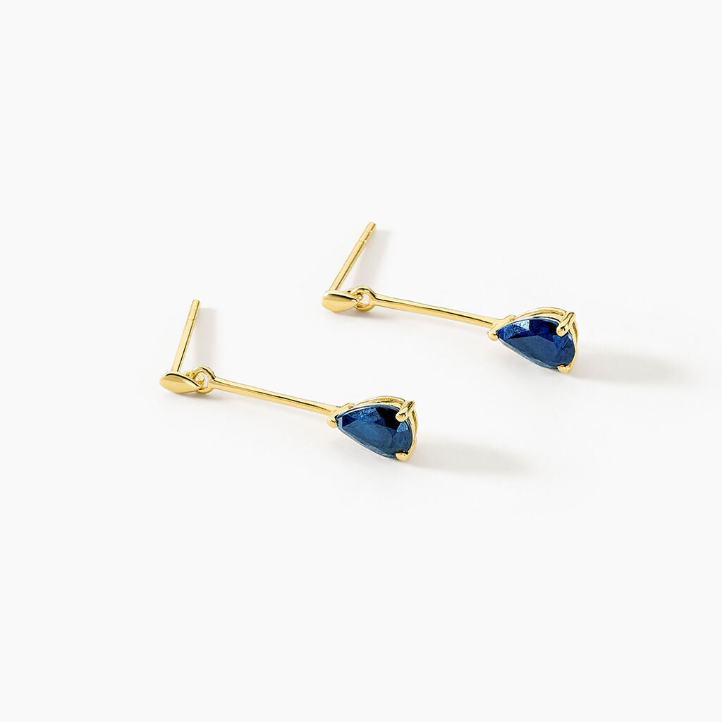 Boucles D'oreilles Pendantes Goutte Or Jaune Saphir - Boucles d'oreilles pendantes Femme | Histoire d’Or
