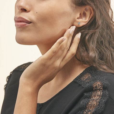 Boucles D'oreilles Puces Fassia Or Blanc Topaze - Clous d'oreilles Femme | Histoire d’Or