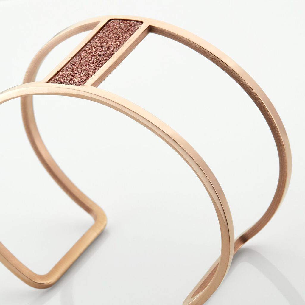 Bracelet Manchette Acier Rose Maria - Bracelets manchettes Femme | Histoire d&rsquo;Or