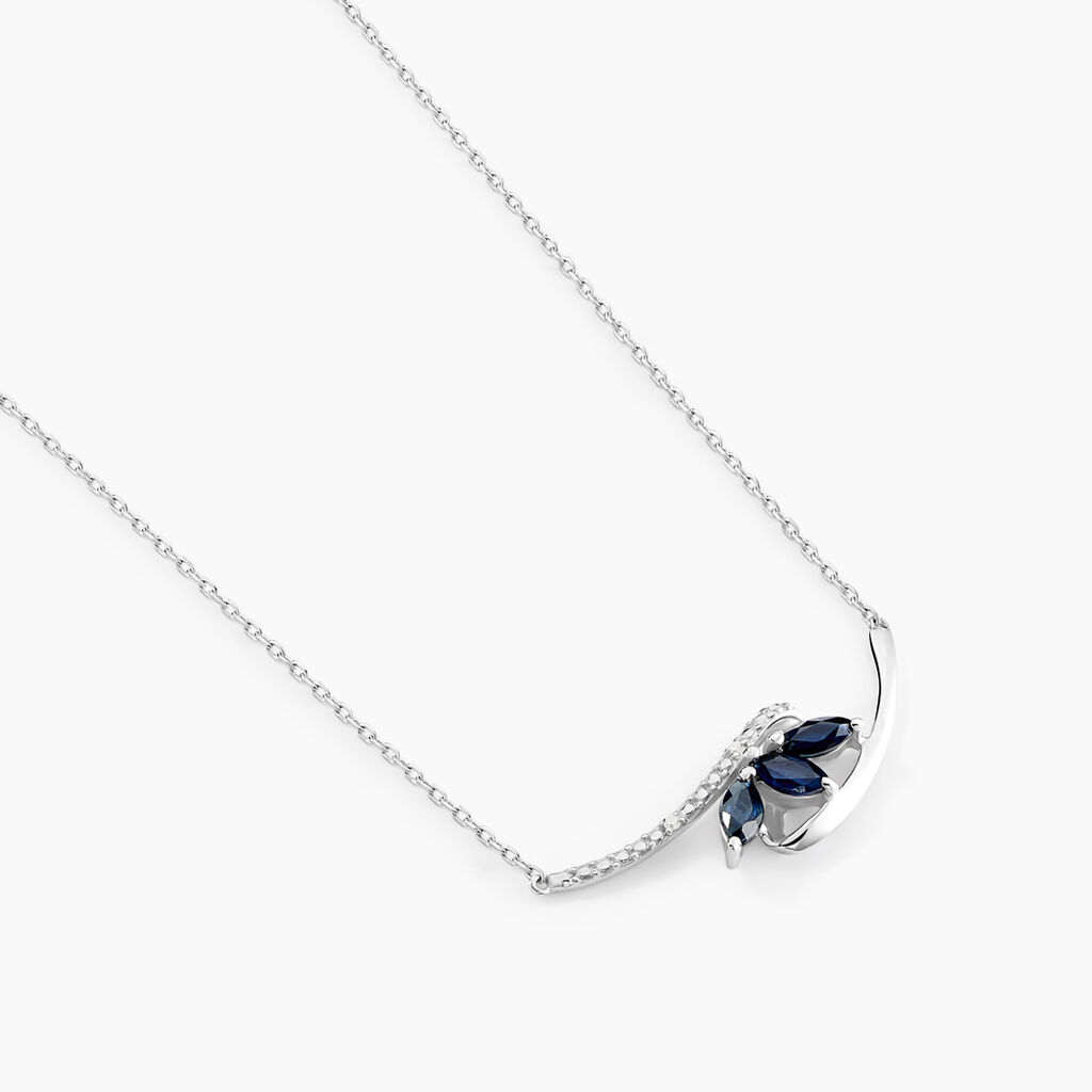 Collier Petale Or Blanc Saphir Et Diamant - Colliers Femme | Histoire d’Or