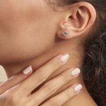 Boucles D'oreilles Puces Klodina Or Blanc Topaze - Clous d'oreilles Femme | Histoire d&rsquo;Or