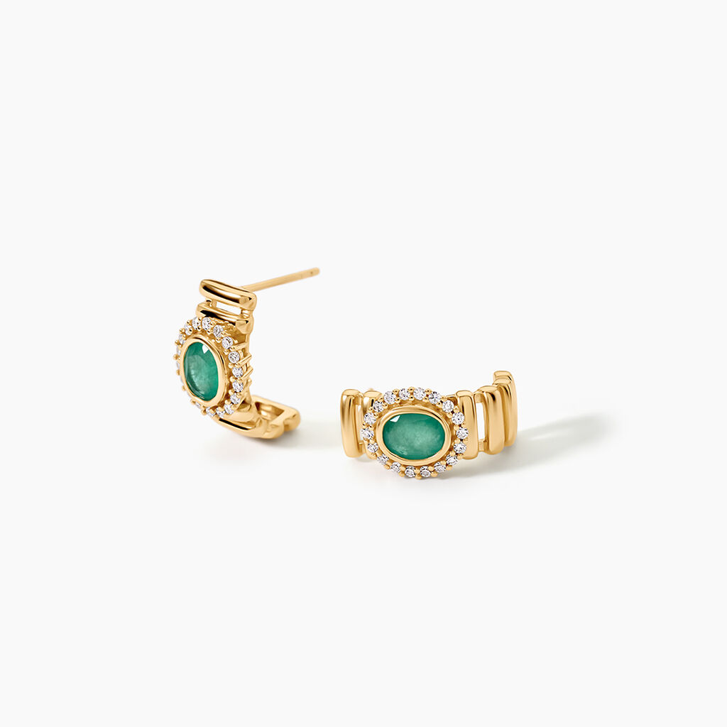 Cr&eacute;oles Heritage Or Jaune Emeraude Diamant - Boucles d'oreilles cr&eacute;oles Femme | Histoire d&rsquo;Or