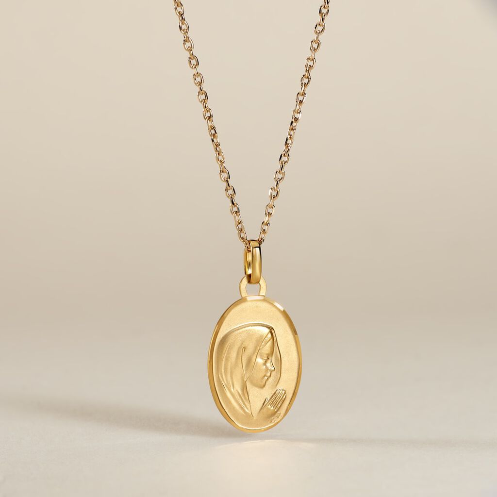 Pendentif Vierge Ovale Or Jaune - Pendentifs Baptême Famille | Histoire d’Or