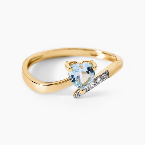 Bague Eva Argent Dor&eacute; A L'Or 750/1000 Topaze Oxyde De Zirconium - Bagues solitaires Femme | Histoire d&rsquo;Or
