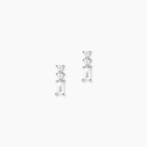 Boucles D'oreilles Puces Iolyn Argent Blanc Oxyde De Zirconium - Boucles d'oreilles fantaisie Femme | Histoire d’Or