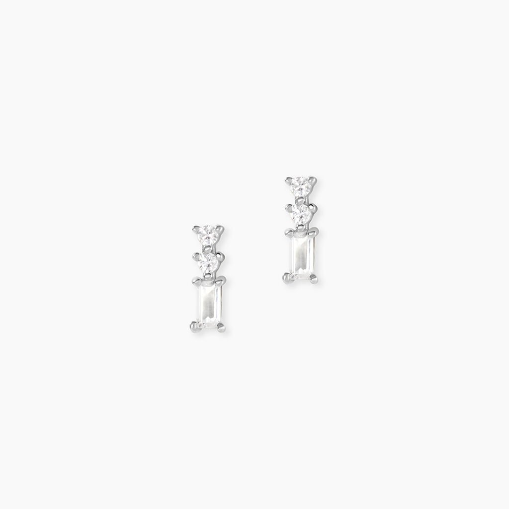 Boucles D'oreilles Puces Iolyn Argent Blanc Oxyde De Zirconium - Boucles d'oreilles fantaisie Femme | Histoire d’Or